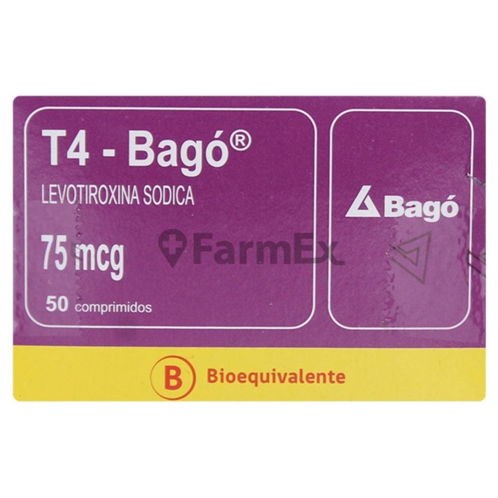 T4 75 mcg x 50 comprimidos Farmex-Fonasa-Persistente